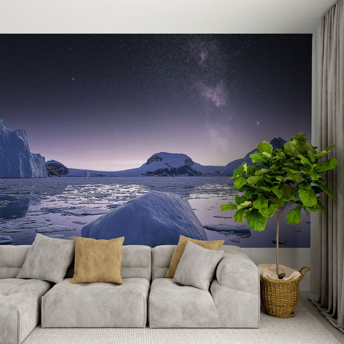 Fototapet polarlandskap | Majestetisk is under en stjerneklar himmel