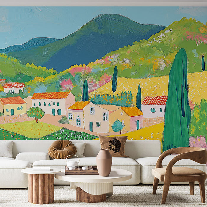 Fresko Tapeet Provence'i Maastik | Erksad Värvid ja Lilleline Loodus