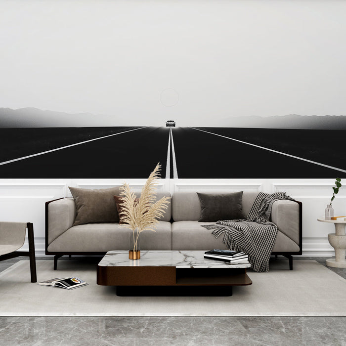 Tapetti tie maisema | Autio tie mustavalkoisena