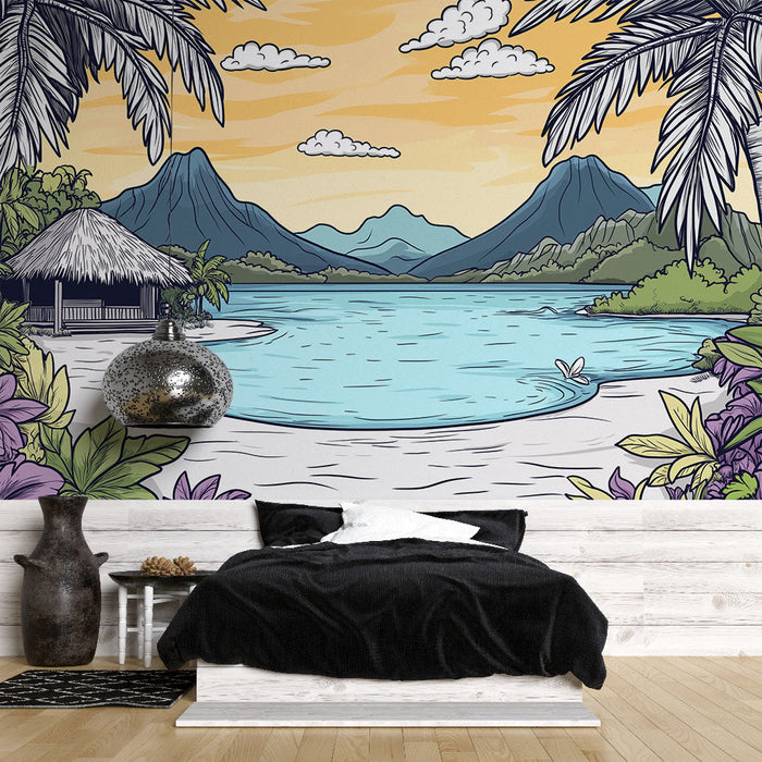 Tapeta tropska pokrajina | Mirna obala z goro in kočami