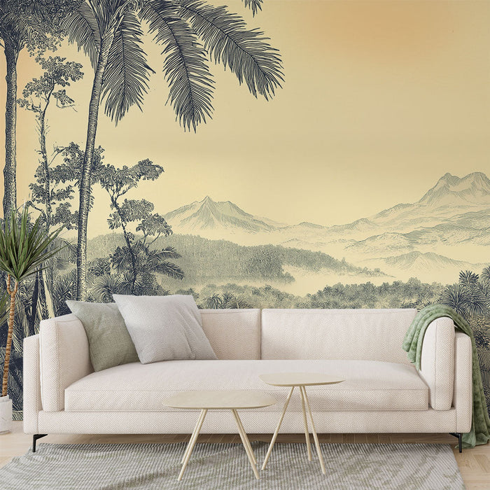 Tapeta tropická krajina | Horské převýšení a bujná vegetace