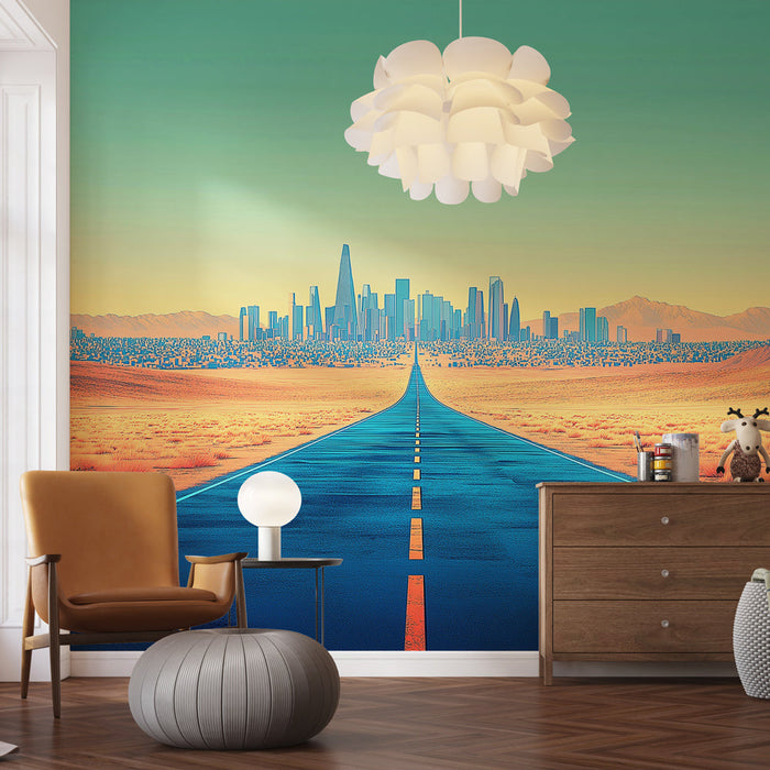 Тапет градски пейзаж | Път, водещ към футуристичен град