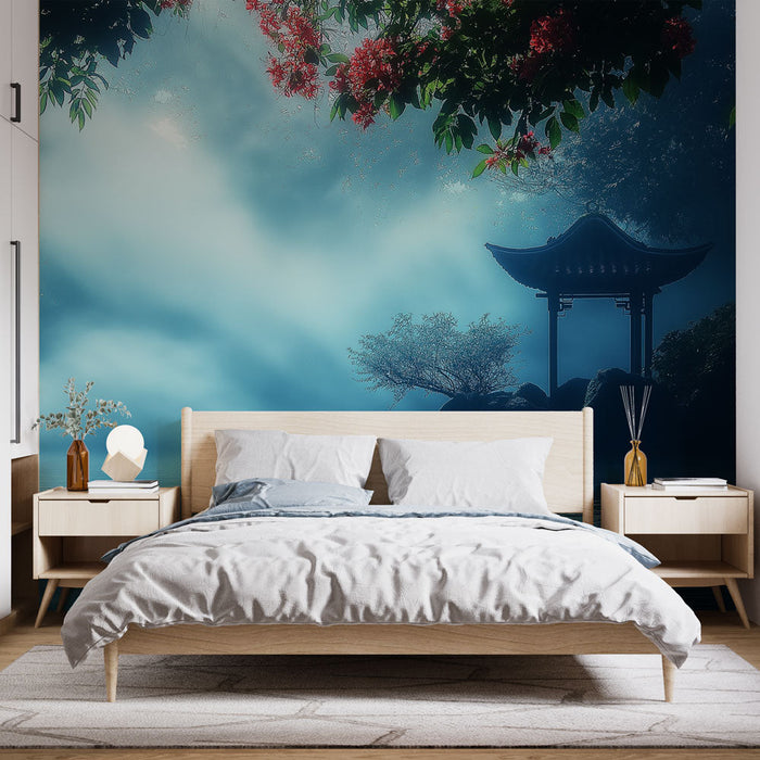 Fototapete Landschaft Zen | Friedliche Atmosphäre mit einem Pavillon am Wasser