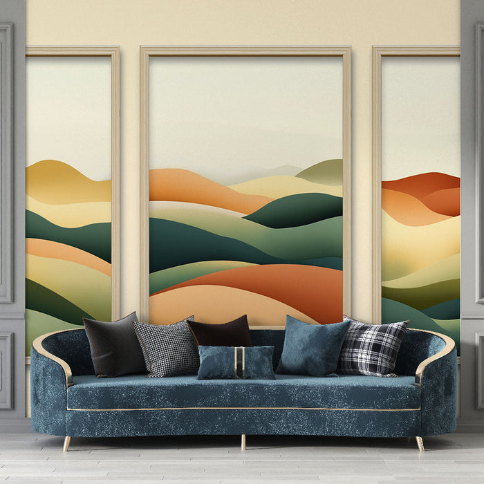 Mural Wallpaper abstract landscapes | Soft undulations with warm and natural tones