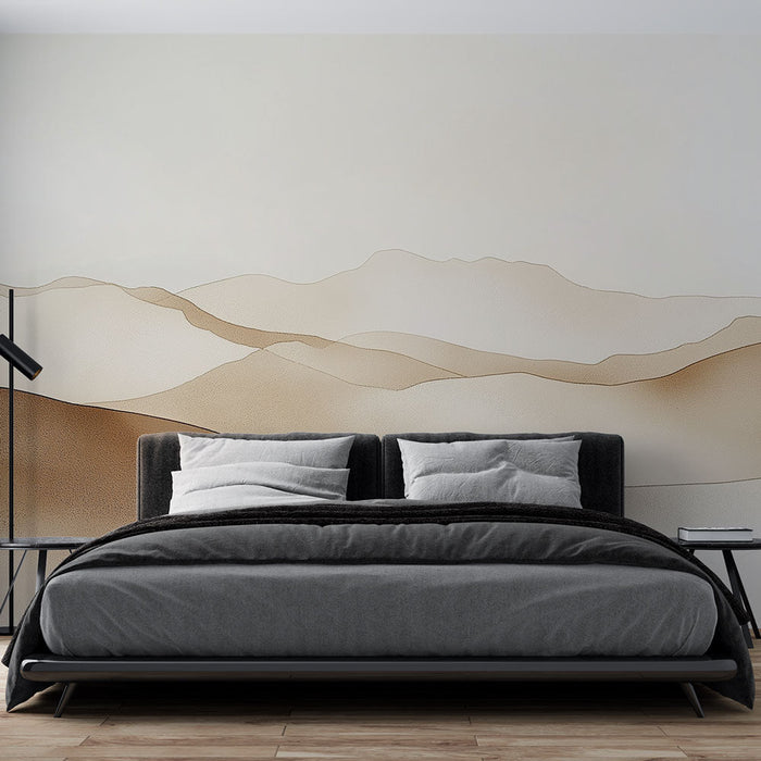 Mural Wallpaper abstract landscapes | Soft waves of cream and beige color