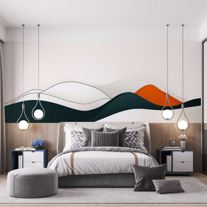 Mural Wallpaper abstract landscapes | Stylized mountains in soft colors