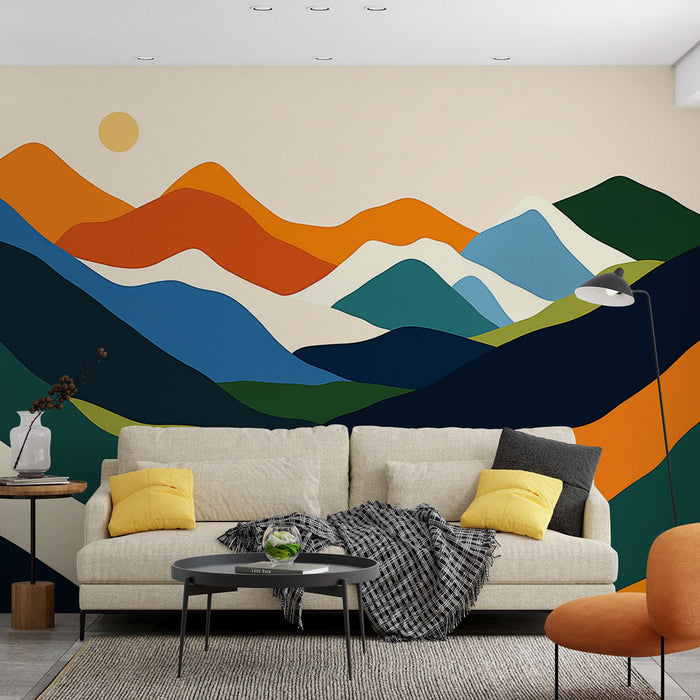 Mural Wallpaper abstract landscapes | Vibrant colored mountains