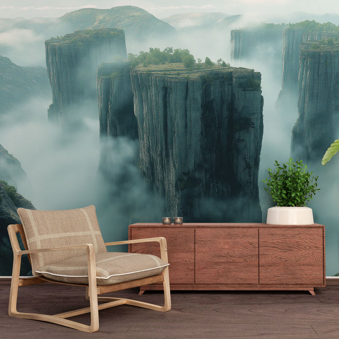 Tapete fantastični krajoliki | Monoliti v megli in bujna narava