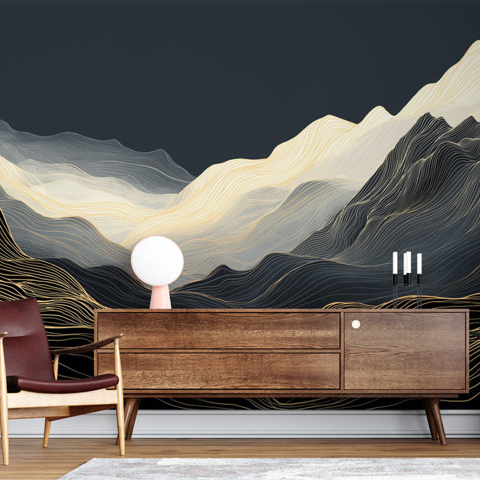 Fototapeet mägismaastikud | Abstraktne disain kuldsete joontega tumedatel taustadel