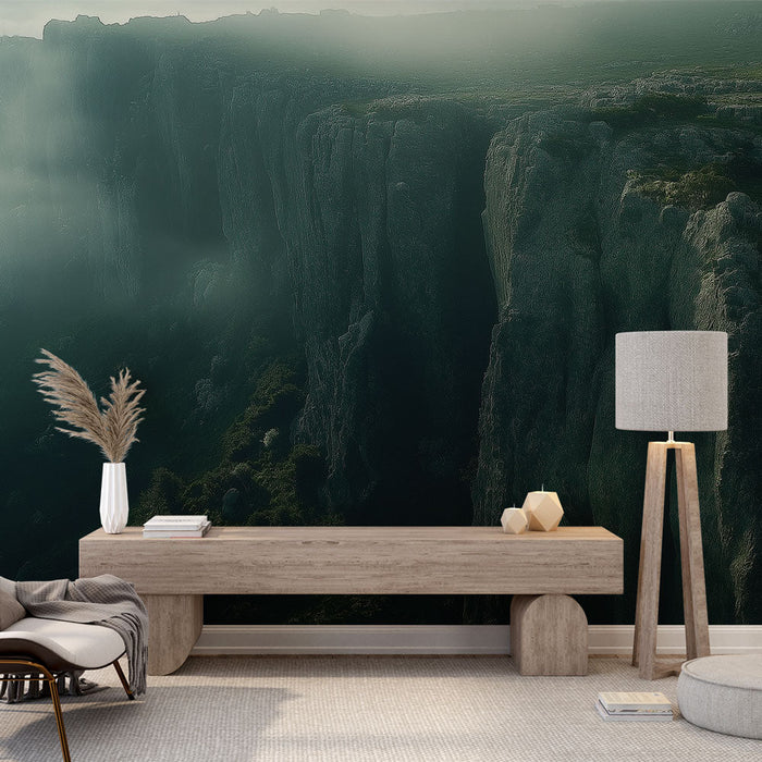 Tapet peisaje montane | Stânci misterioase și ceață liniștitoare