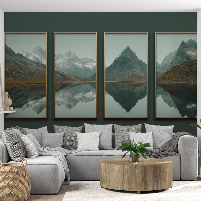 Papel de parede paisagens montanhosas | Quarteto de reflexos de montanhas majestosas