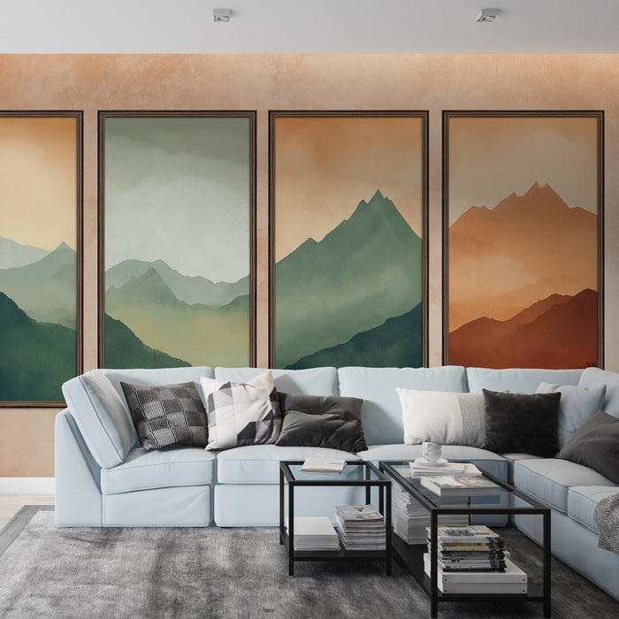 Fototapet dağlık manzaralar | Dağların gradyanlarını içeren dört tablo