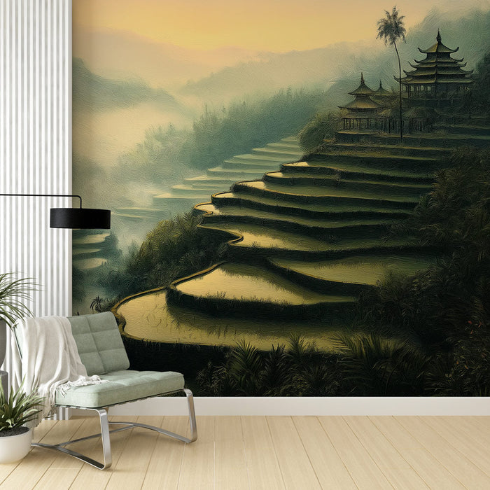 Mural Wallpaper landscapes | Terraced rice fields at sunrise