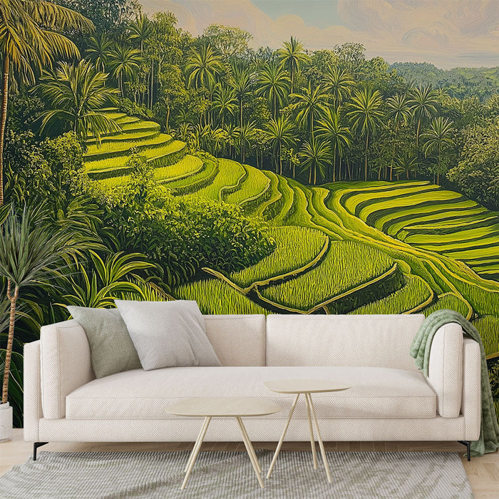 Ταπετσαρία Τοπία | Πλούσια Χωράφια Ρυζιού και Καταπραϋντικοί Τροπικοί