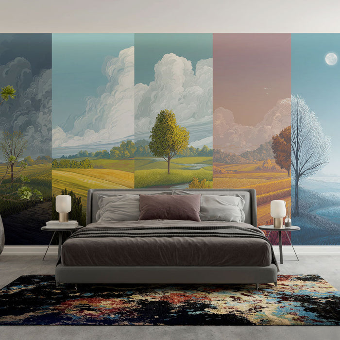 Tapete s sezonními krajinkami | Pět obrazů měnící se přírody během ročních období