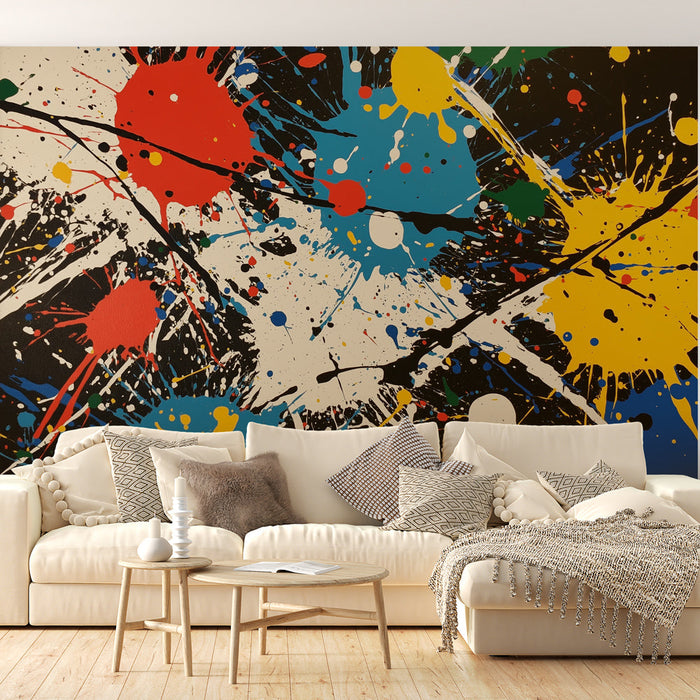 Mural Wallpaper abstrakt maleri | Fargerike utbrudd