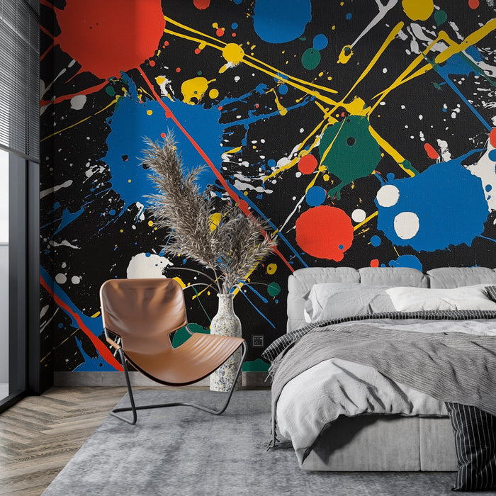 Mural Wallpaper abstract painting | Multicolored paint splashes