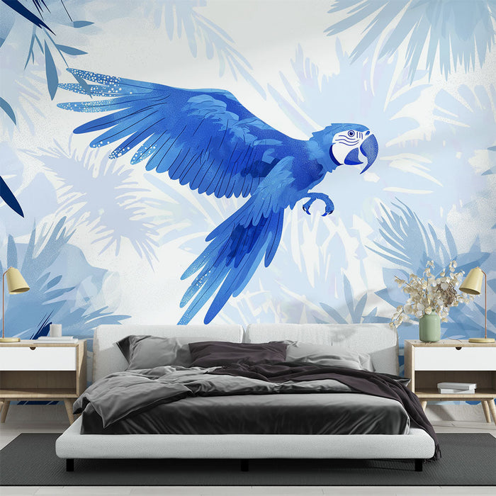 Tapeta papoušek v džungli | Odstíny modré