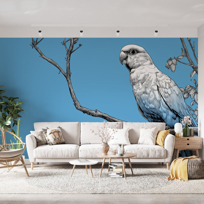 Fototapet papağan | Bir dalda zarif bir papağanın resmi