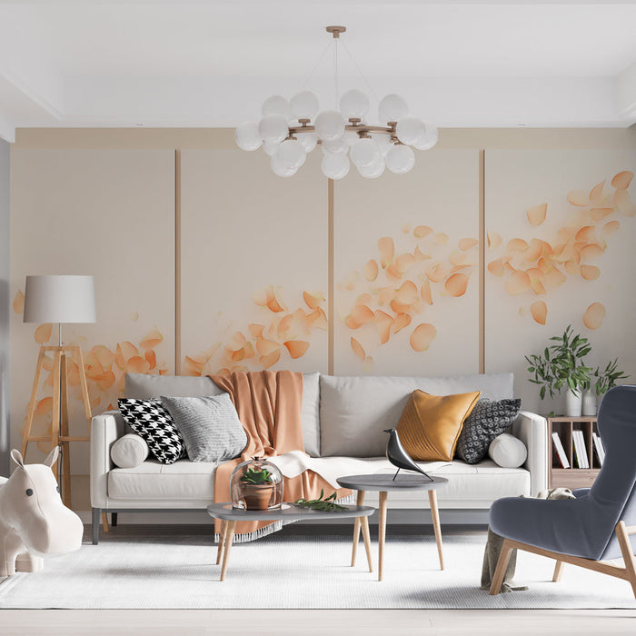 Foto Behang bloemblaadjes | Drijvende abrikozenblaadjes met gouden scherven