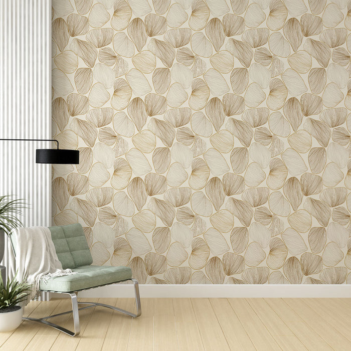 Fototapet yaprakları | Bej ve krem yaprakların zarif deseni