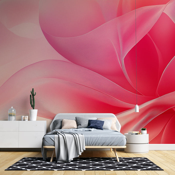 Muraaltapeet roosad kroonlehed | Pehmed poolläbipaistvad lainetused