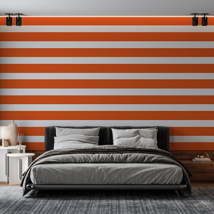 Tapet dungi orizontale mici | Portocaliu pe fundal alb