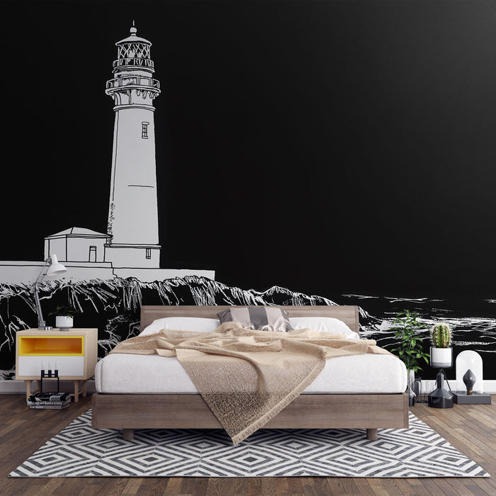 Fener Resimli Duvar Kağıdı | Siyah arka plan üzerinde stilize edilmiş bir fener çizimi