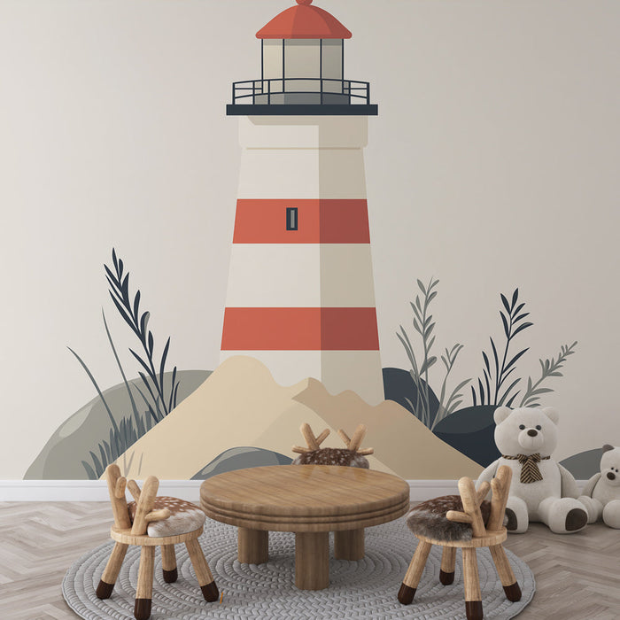 Ταπετσαρία φάρου | Στυλιζαρισμένος φάρος σε απαλό και χαλαρωτικό φόντο