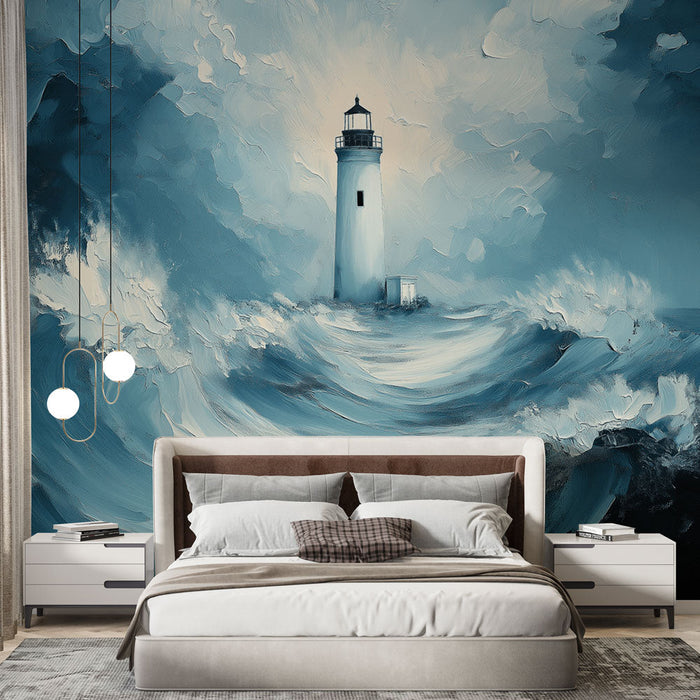 Tapetti majakka merellä | Majesteettinen majakka myrskyisten aaltojen ympäröimänä