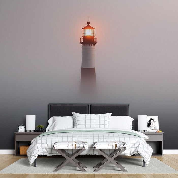 Ταπετσαρία φάρος | Φωτεινός φάρος που αναδύεται από την ομίχλη