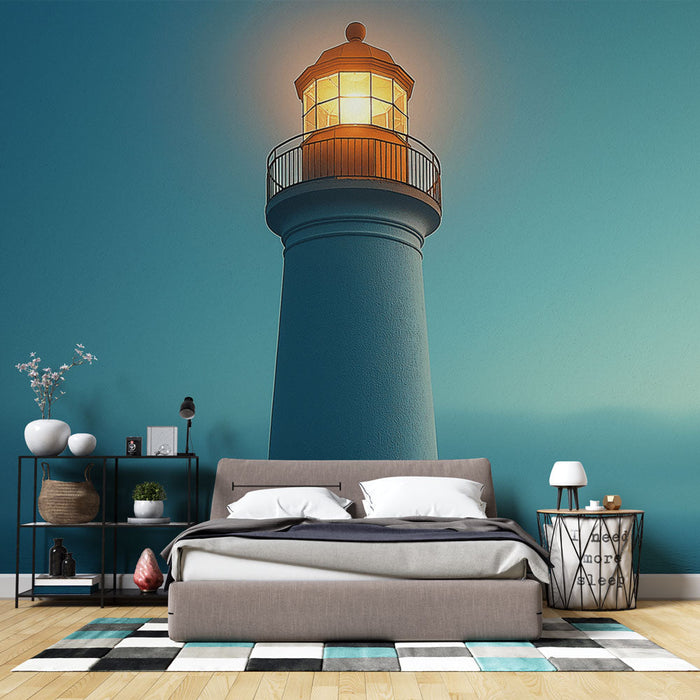 Ταπετσαρία φάρος | Φωτισμένος φάρος σε ήρεμο θαλάσσιο φόντο