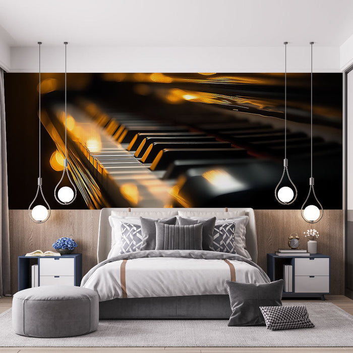 Tapete klavier | Verfeinerte Details eines Klaviers mit sanfter Beleuchtung