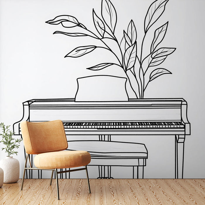 Foto Tapeet klaver | Elegantne tiibklaver stiliseeritud lehestikuga