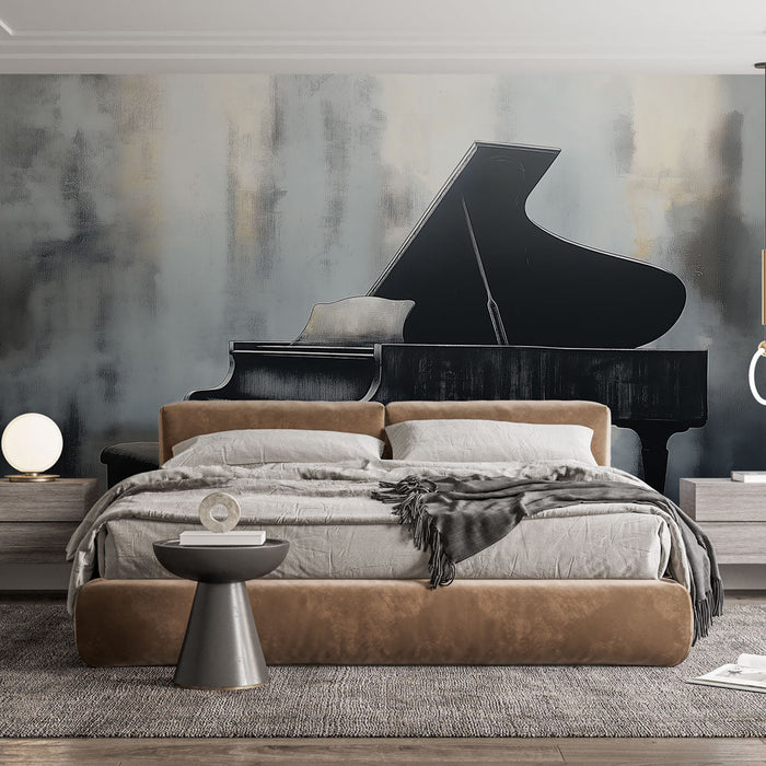 Fototapet piano | Elegant svart flygel på teksturert bakgrunn