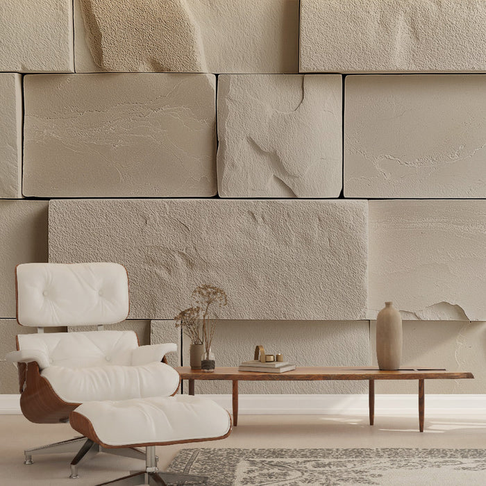 Fototapet hvid sten | Naturlig tekstur og bløde nuancer