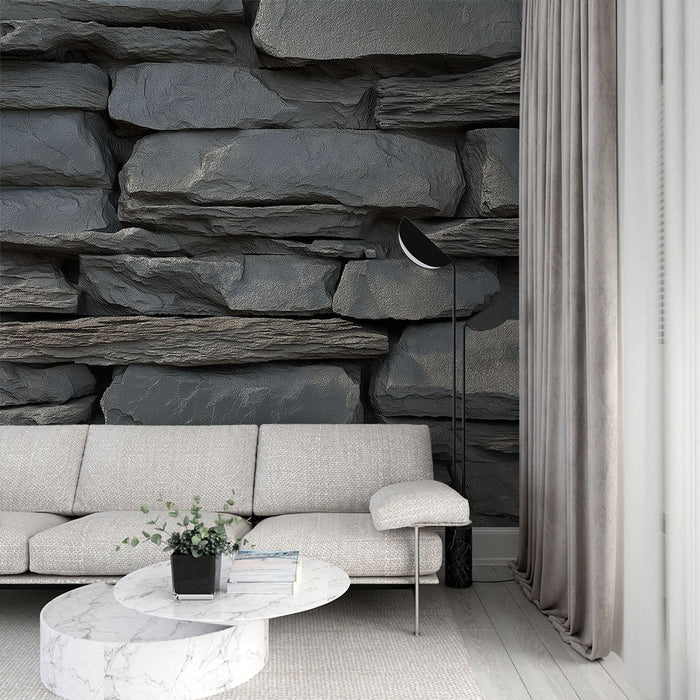 Mural Wallpaper gray stone | Textured gray stone pattern for a rustic style