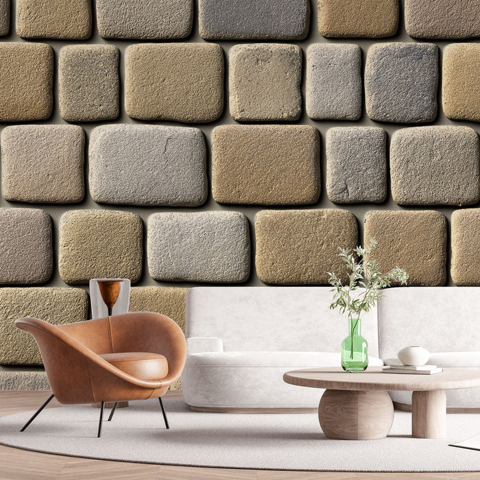 Fototapeta kamen | Vzorec betonskih tlakovcev z mehkimi odtenki