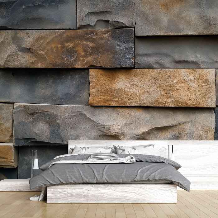 Mural Wallpaper kamen | Stena iz naravnega kamna z raznolikimi odtenki