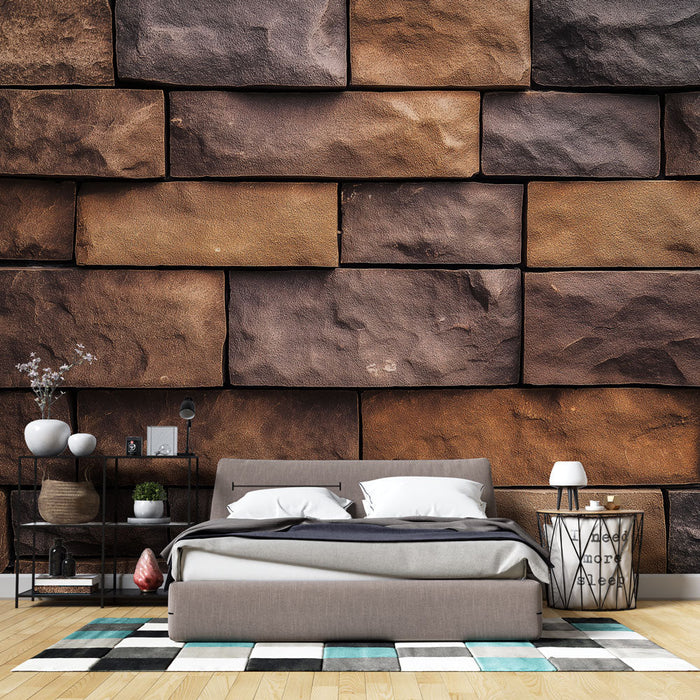 Mural Wallpaper stone | Wall in natural stones with warm shades