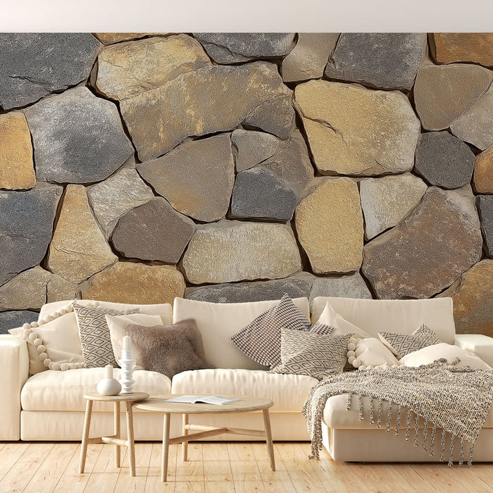 Mural Wallpaper natural stone | Irregular stone pattern with earthy shades