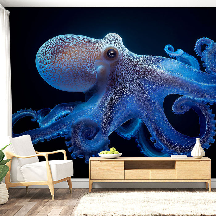 Fotótapé polip | Egy fényes kék színű óriáspolip