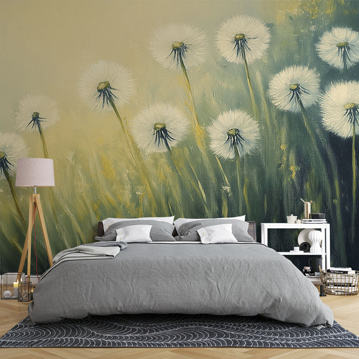 Mural Wallpaper dandelion | Bright dandelions in a soft landscape