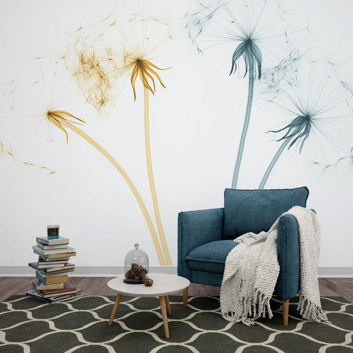 Tapeta dandelion | Elegantní design pampelišek v přechodu