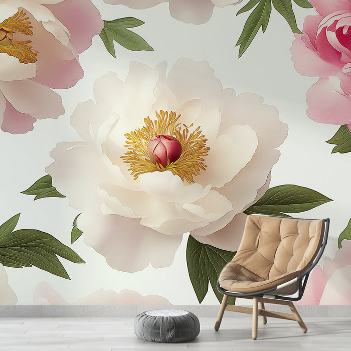 Mural Wallpaper peony | Floral elegance and soft light
