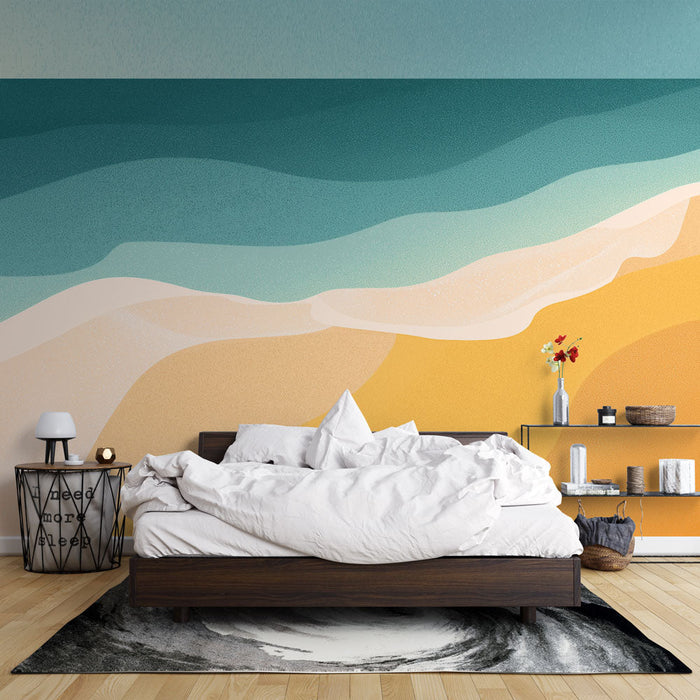 Fototapet plaj soyut | Yumuşak tonlarda dalgalı kum ve deniz desenleri