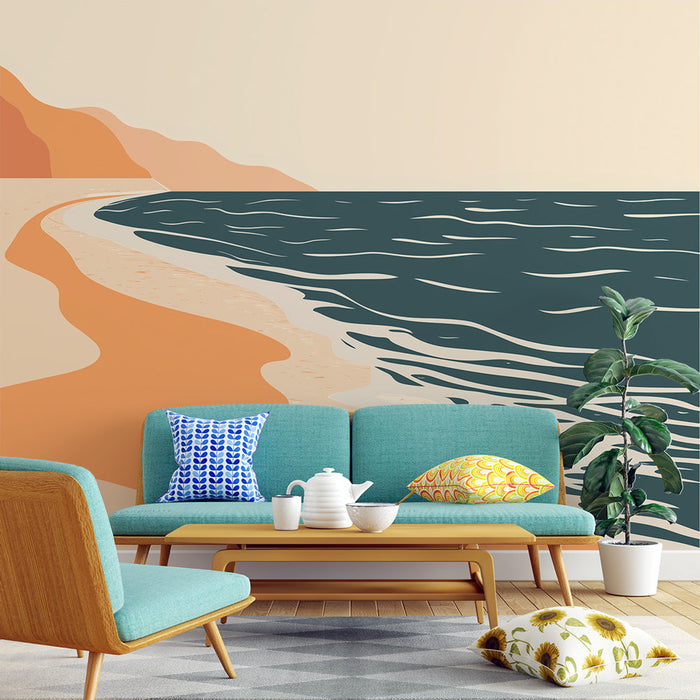 Mural Wallpaper abstract beach | Minimalist and soothing design