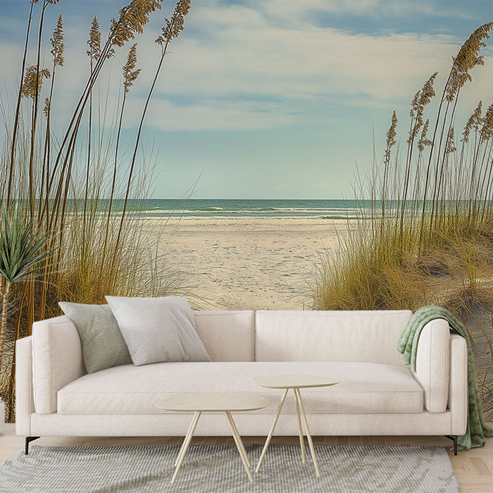 Mural Wallpaper beach | Sandy path between the grasses to the ocean