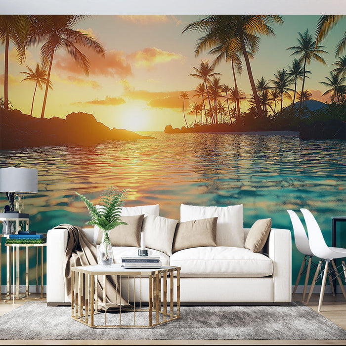 Mural Wallpaper beach | Soothing tropical sunset