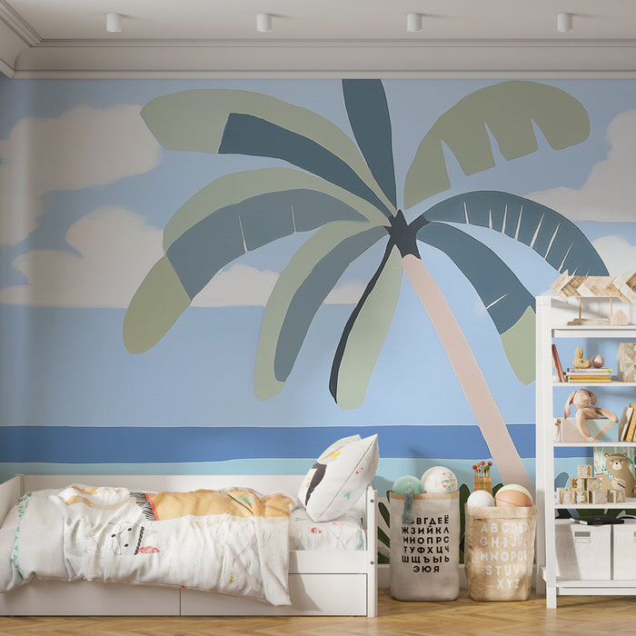 Mural Wallpaper beach and palm tree | Sky and sea